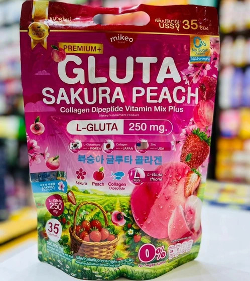 پودر نوشیدنی سفید کننده قوی و جوانساز گلوتاتیون و کلاژنManee Gluta Collagen Pink اورجینال حاوی ۳5ساشه ۱۰گرمی