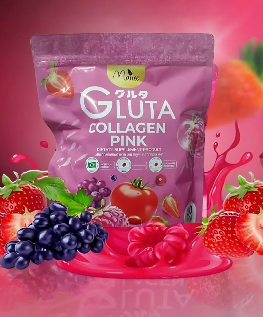 پودر نوشیدنی سفید کننده قوی و جوانساز گلوتاتیون و کلاژنManee Gluta Collagen Pink اورجینال حاوی ۳5ساشه ۱۰گرمی